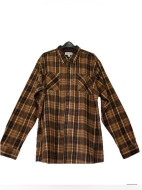 Vintage HABAND Brown Plaid Cotton Blend Flannel Button Down Workwear Men’s XLT